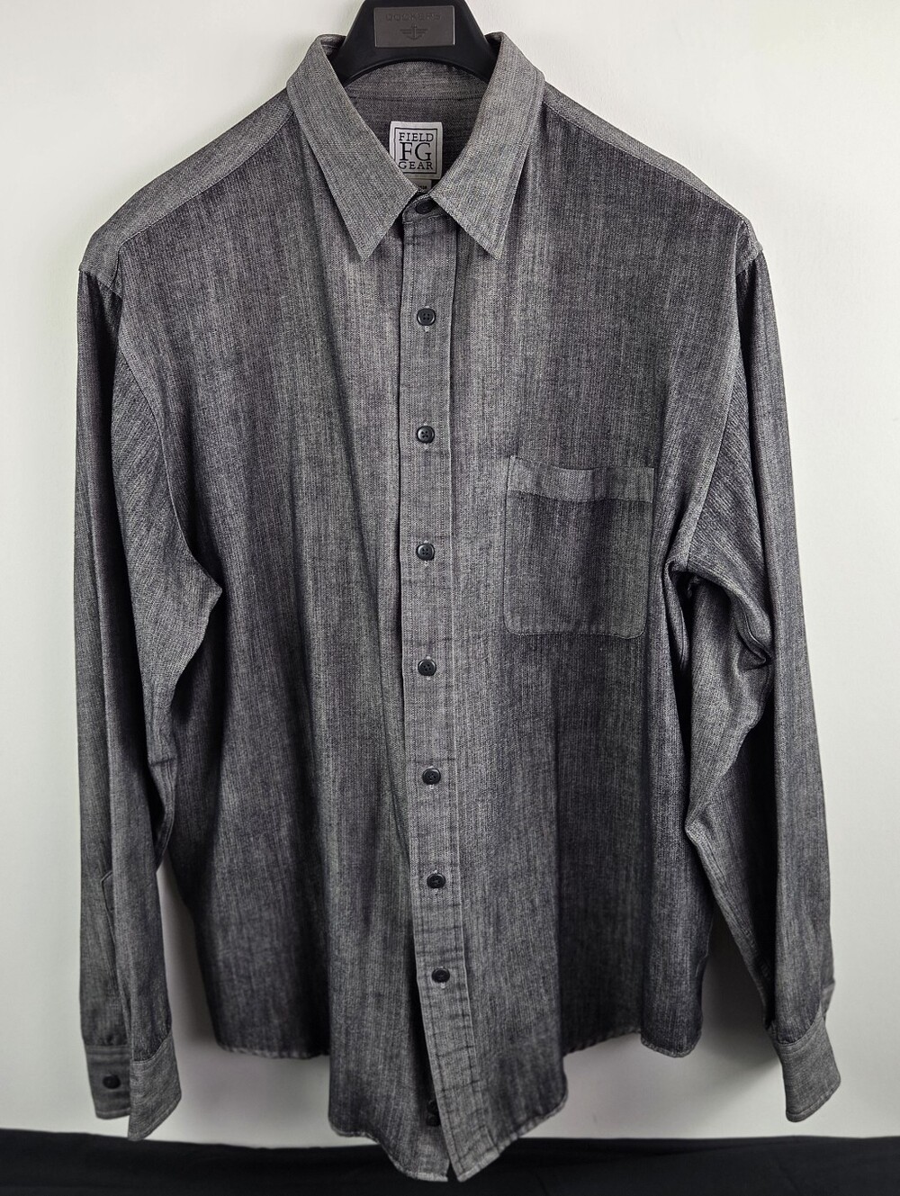 Field Gear Shirt Mens LT Gray Long Sleeve Button Up Cotton Rayon Sheen Finish